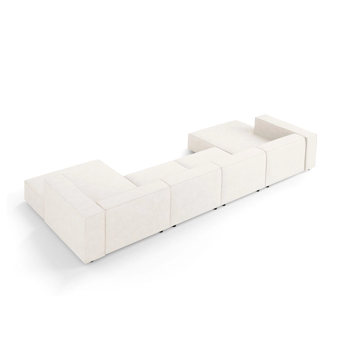 Arendal 6-Sitzer Panorama Sofa aus Chenille mit Cordoptik in Elfenbein (Brave Me 1), Beine in Schwarzes Plastik, 364x166x70 cm von Cosmopolitan Design – Bild 4