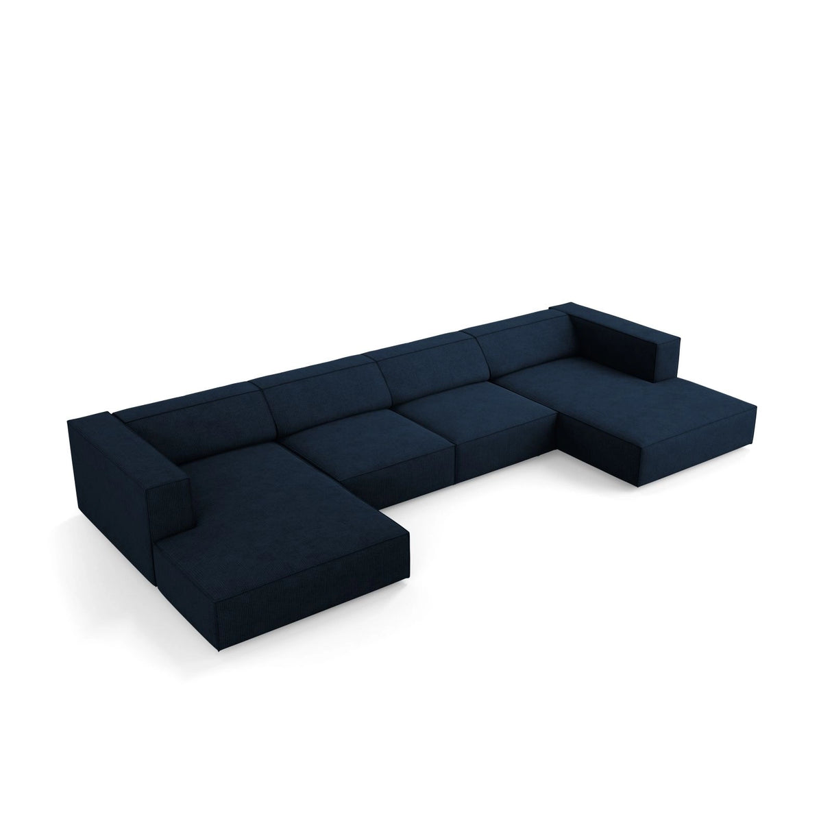 Arendal 6-Sitzer Panorama Sofa aus Chenille mit Cordoptik in Königsblau (Brave Me 7), Beine in Schwarzes Plastik, 364x166x70 cm von Cosmopolitan Design – Bild 3