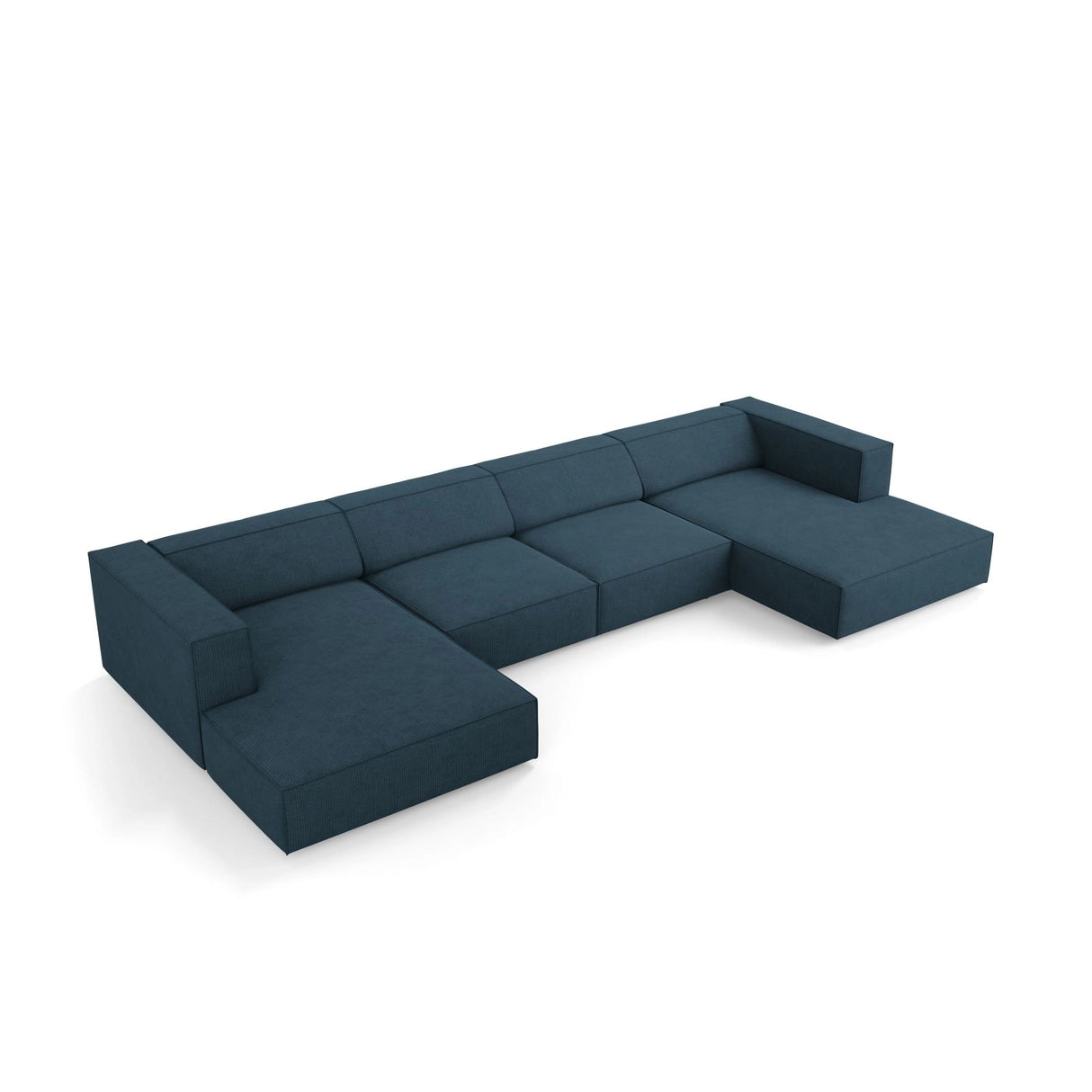 Arendal 6-Sitzer Panorama Sofa aus Chenille mit Cordoptik in Marineblau (Brave Me 9), Beine in Schwarzes Plastik, 364x166x70 cm von Cosmopolitan Design – Bild 3