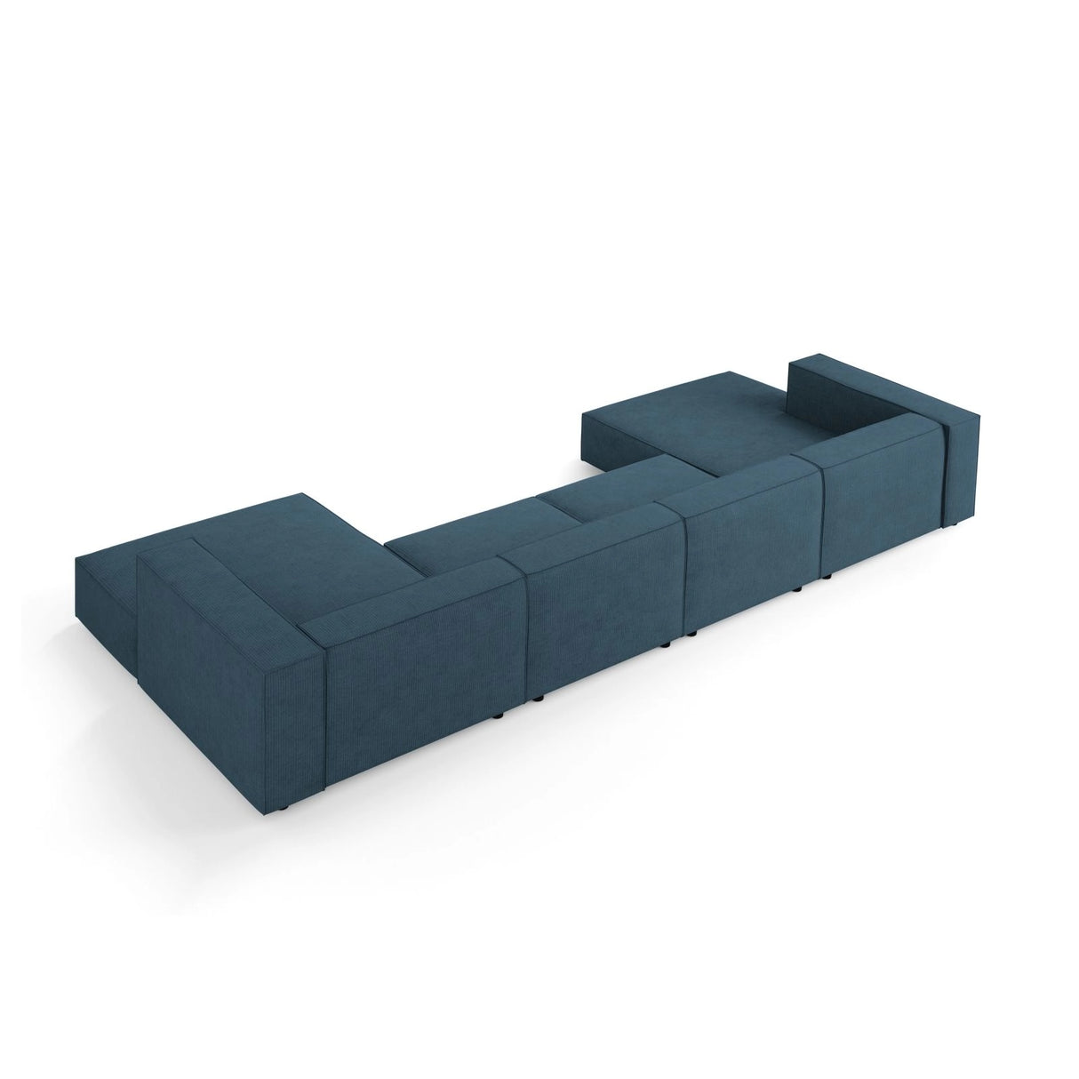 Arendal 6-Sitzer Panorama Sofa aus Chenille mit Cordoptik in Marineblau (Brave Me 9), Beine in Schwarzes Plastik, 364x166x70 cm von Cosmopolitan Design – Bild 4