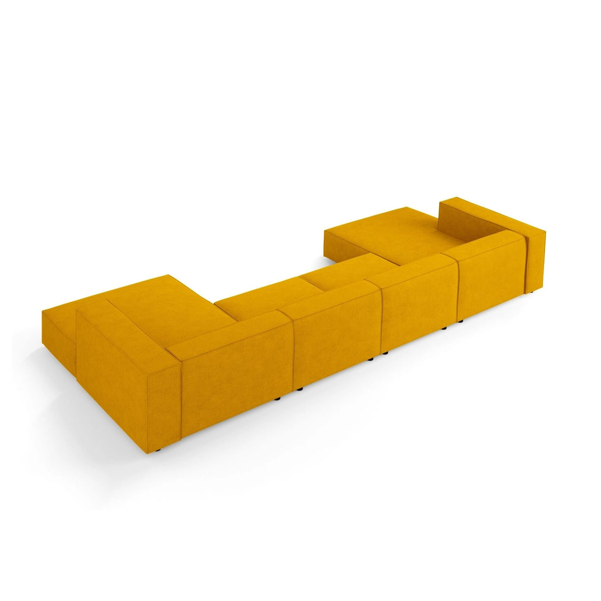 Arendal 6-Sitzer Panorama Sofa aus Chenille mit Cordoptik in Senf (Brave Me 13), Beine in Schwarzes Plastik, 364x166x70 cm von Cosmopolitan Design – Bild 4