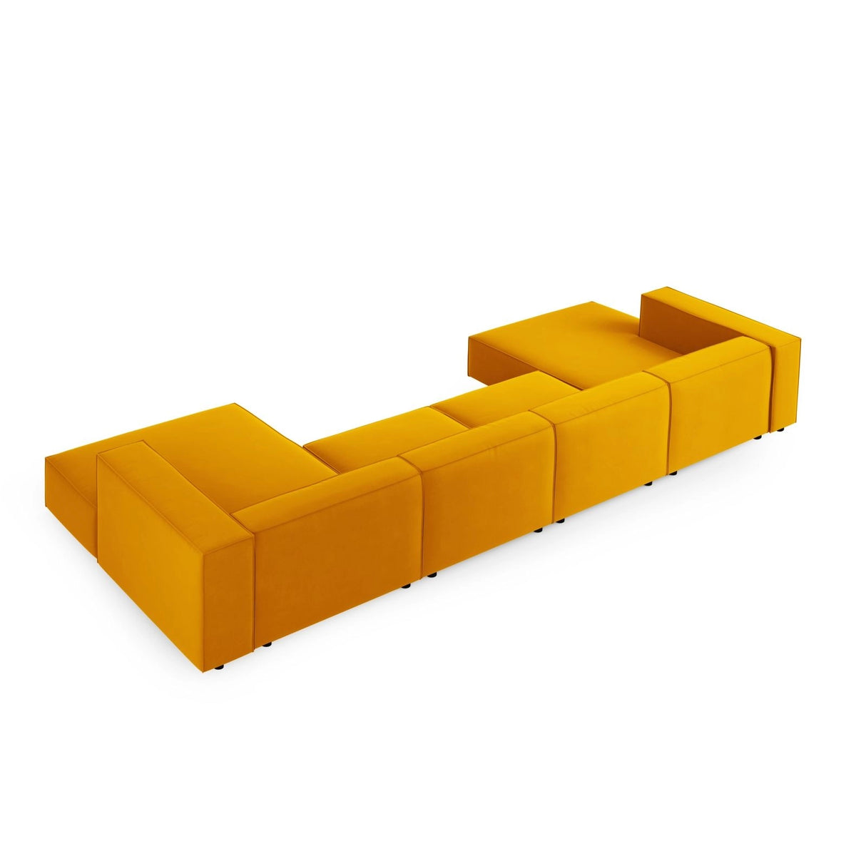 Arendal 6-Sitzer Panorama Sofa aus Samt in Gelb (Casino Mostaza), Beine in Schwarzes Plastik, 364x166x70 cm von Cosmopolitan Design – Bild 4
