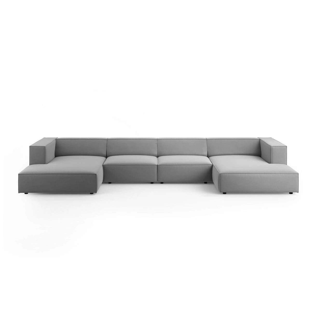 Arendal 6-Sitzer Panorama Sofa aus Samt in Hellgrau (Casino Ash), Beine in Schwarzes Plastik, 364x166x70 cm von Cosmopolitan Design – Bild 1