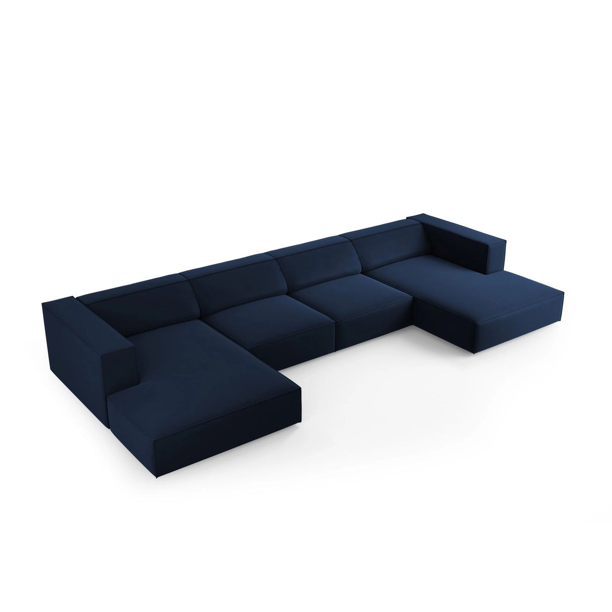 Arendal 6-Sitzer Panorama Sofa aus Samt in Königsblau (Casino Deep Blue), Beine in Schwarzes Plastik, 364x166x70 cm von Cosmopolitan Design – Bild 3