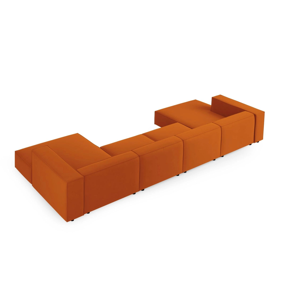 Arendal 6-Sitzer Panorama Sofa aus Samt in Terrakotta (Casino Terracota), Beine in Schwarzes Plastik, 364x166x70 cm von Cosmopolitan Design – Bild 4