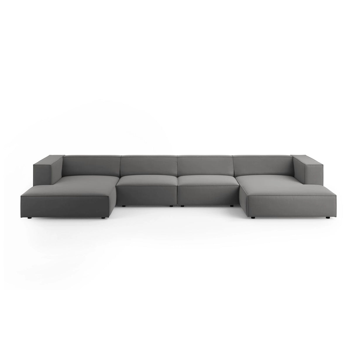 Arendal 6-Sitzer Panorama Sofa aus Samt in Warmes Grau (Casino Anthracite), Beine in Schwarzes Plastik, 364x166x70 cm von Cosmopolitan Design – Bild 1