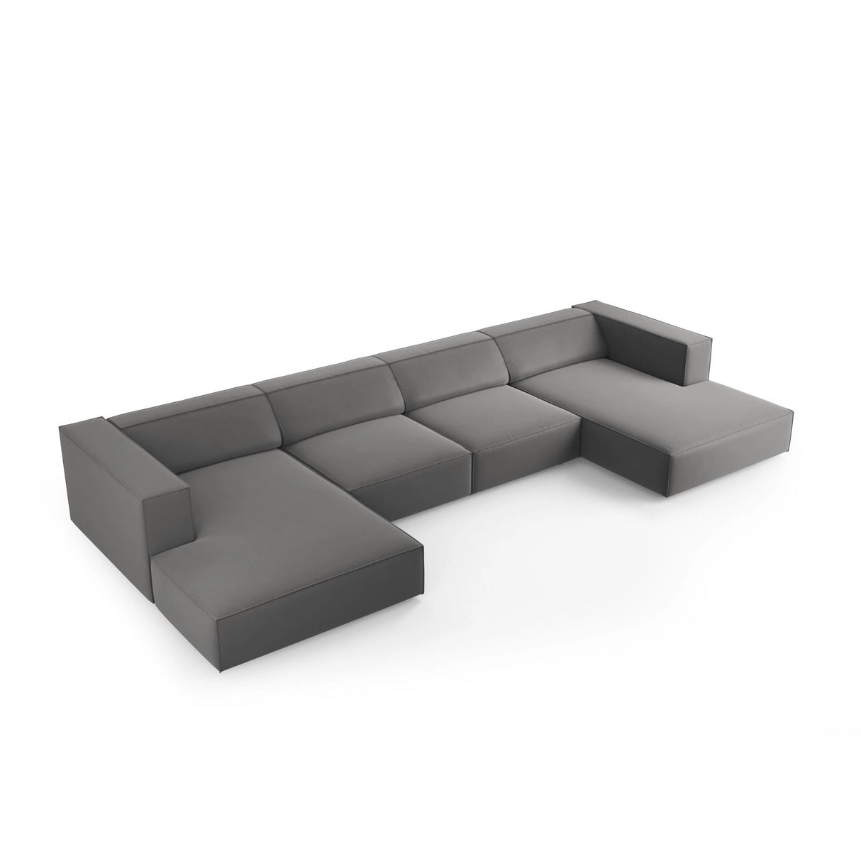 Arendal 6-Sitzer Panorama Sofa aus Samt in Warmes Grau (Casino Anthracite), Beine in Schwarzes Plastik, 364x166x70 cm von Cosmopolitan Design – Bild 3