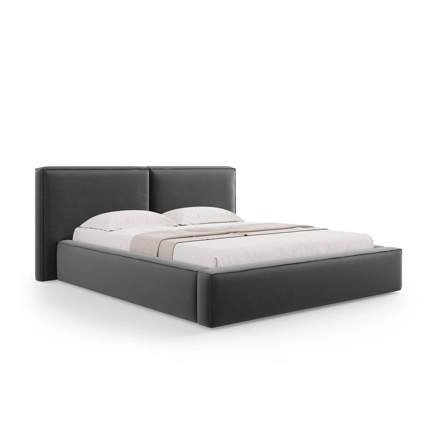 Arendal Bett mit Doppelkopfteil und Stauraum aus Samt in Grau (Bluvel 14), 180x200 cm von Cosmopolitan Design – Bild 1
