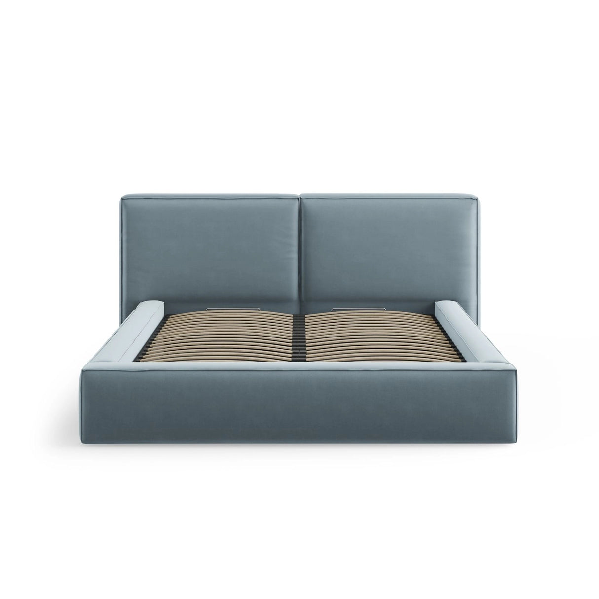 Arendal Bett mit Doppelkopfteil und Stauraum aus Samt in Hellblau (Bluvel 06), 160x200 cm von Cosmopolitan Design – Bild 5