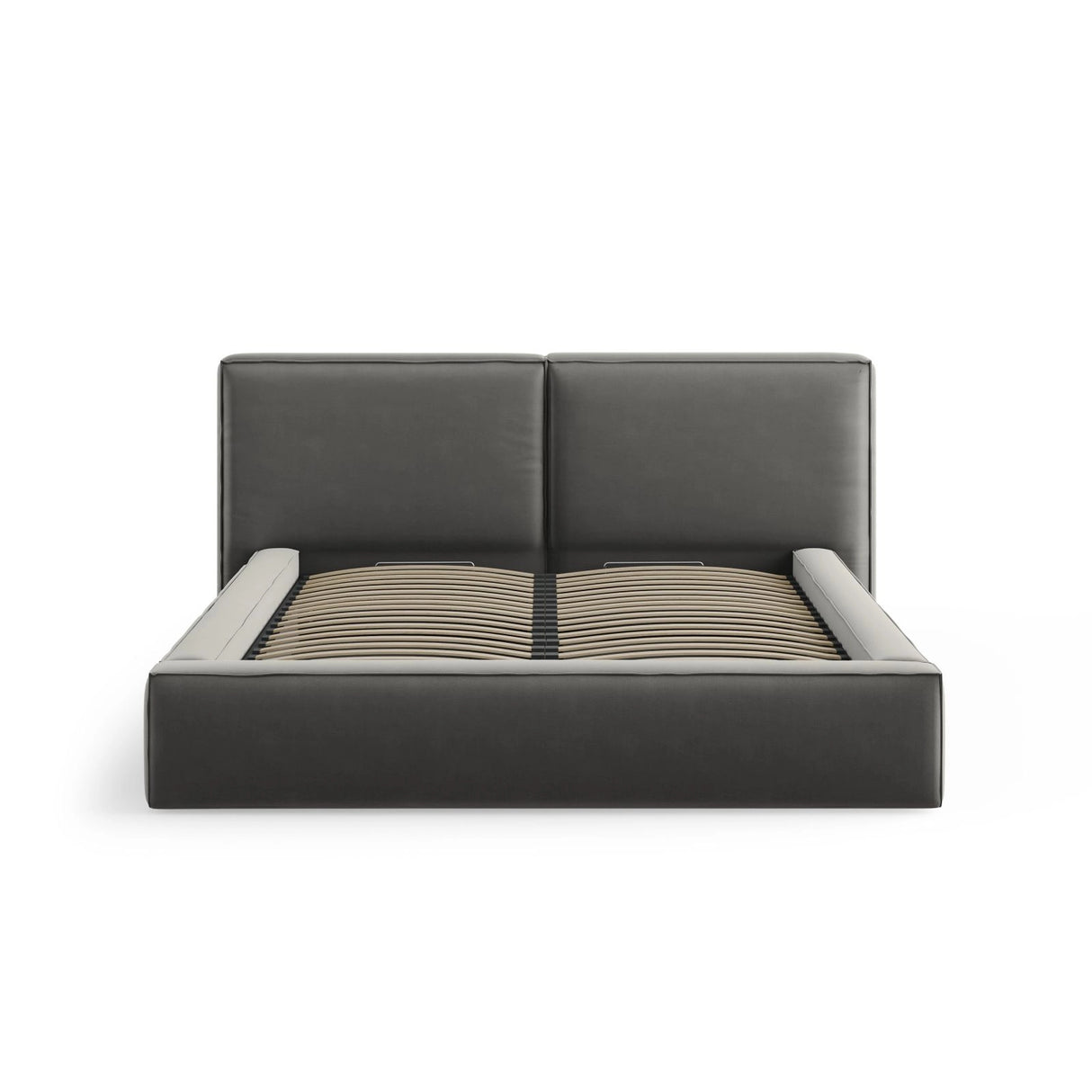 Arendal Bett mit Doppelkopfteil und Stauraum aus Samt in Hellgrau (Bluvel 13), 180x200 cm von Cosmopolitan Design – Bild 5