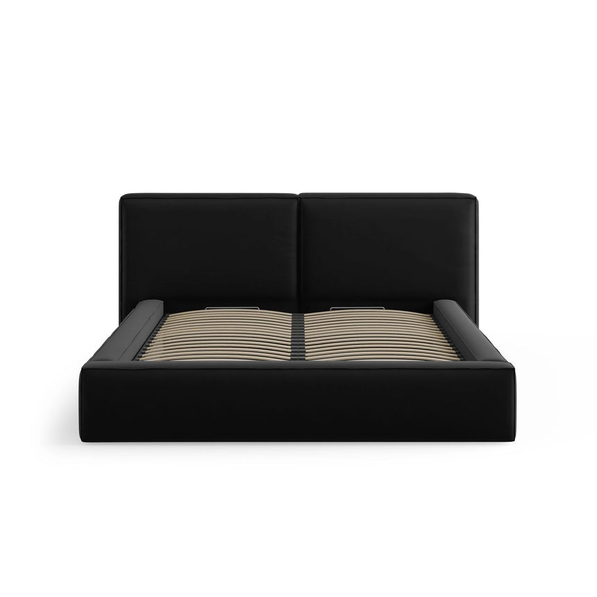 Arendal Bett mit Doppelkopfteil und Stauraum aus Samt in Schwarz (Bluvel 19), 140x200 cm von Cosmopolitan Design – Bild 5