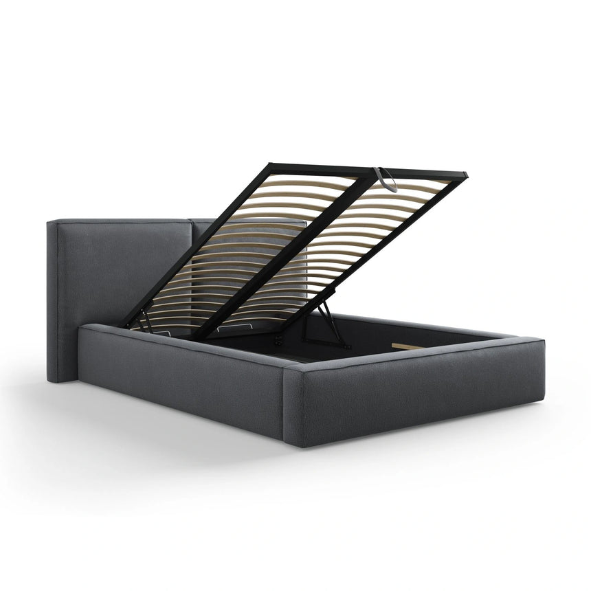 Arendal Bett mit Doppelkopfteil und Stauraum aus Strukturierter Stoff in Dunkelgrau (Megan 367), 140x200 cm von Cosmopolitan Design – Bild 4