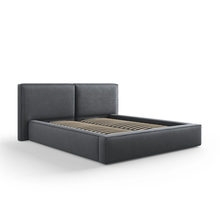 Arendal Bett mit Doppelkopfteil und Stauraum aus Strukturierter Stoff in Dunkelgrau (Megan 367), 160x200 cm von Cosmopolitan Design – Bild 1