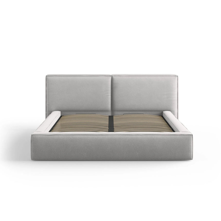 Arendal Bett mit Doppelkopfteil und Stauraum aus Strukturierter Stoff in Hellgrau (Megan 363), 180x200 cm von Cosmopolitan Design – Bild 3