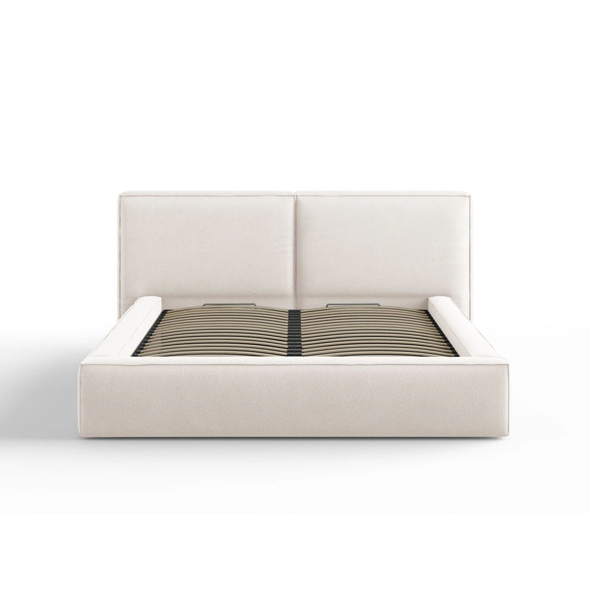 Arendal Bett mit Doppelkopfteil und Stauraum aus Strukturierter Stoff in Leichtes Beige (Megan 351), 160x200 cm von Cosmopolitan Design – Bild 3