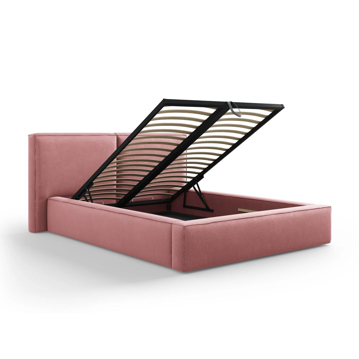 Arendal Bett mit Doppelkopfteil und Stauraum aus Strukturierter Stoff in Rosa (Megan 355), 140x200 cm von Cosmopolitan Design – Bild 4