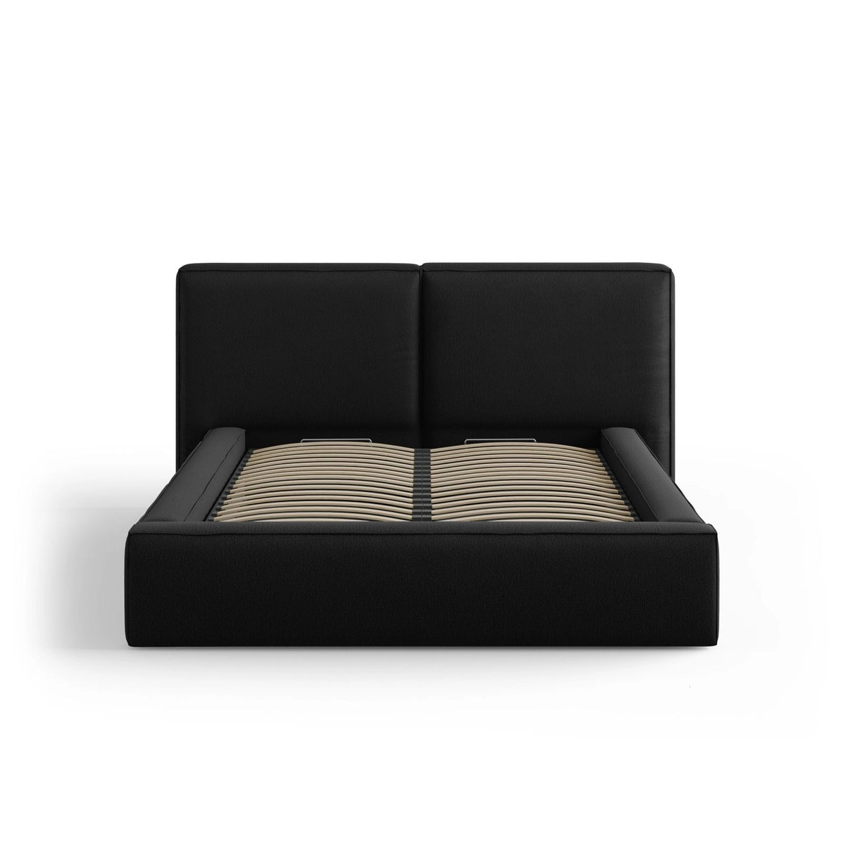 Arendal Bett mit Doppelkopfteil und Stauraum aus Strukturierter Stoff in Schwarz (Megan 368), 140x200 cm von Cosmopolitan Design – Bild 3