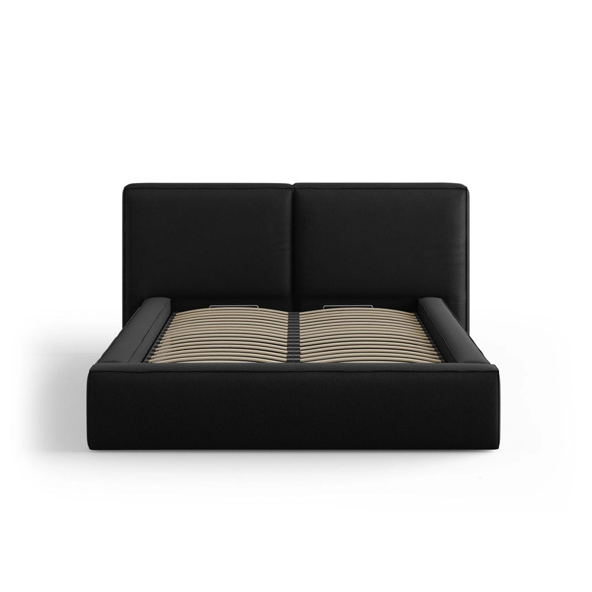 Arendal Bett mit Doppelkopfteil und Stauraum aus Strukturierter Stoff in Schwarz (Megan 368), 140x200 cm von Cosmopolitan Design – Bild 3