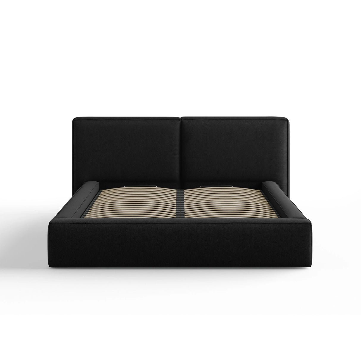 Arendal Bett mit Doppelkopfteil und Stauraum aus Strukturierter Stoff in Schwarz (Megan 368), 160x200 cm von Cosmopolitan Design – Bild 3