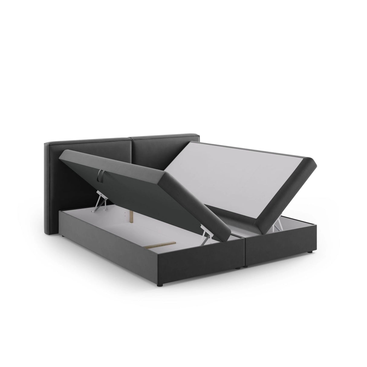 Arendal Boxspringbett mit Kopfteil und Stauraum aus Samt in Grau (Bluvel 14), 140x200 cm von Cosmopolitan Design – Bild 5