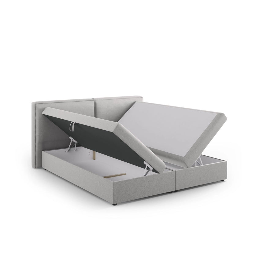 Arendal Boxspringbett mit Kopfteil und Stauraum aus Strukturierter Stoff in Hellgrau (Megan 363), 180x200 cm von Cosmopolitan Design – Bild 5