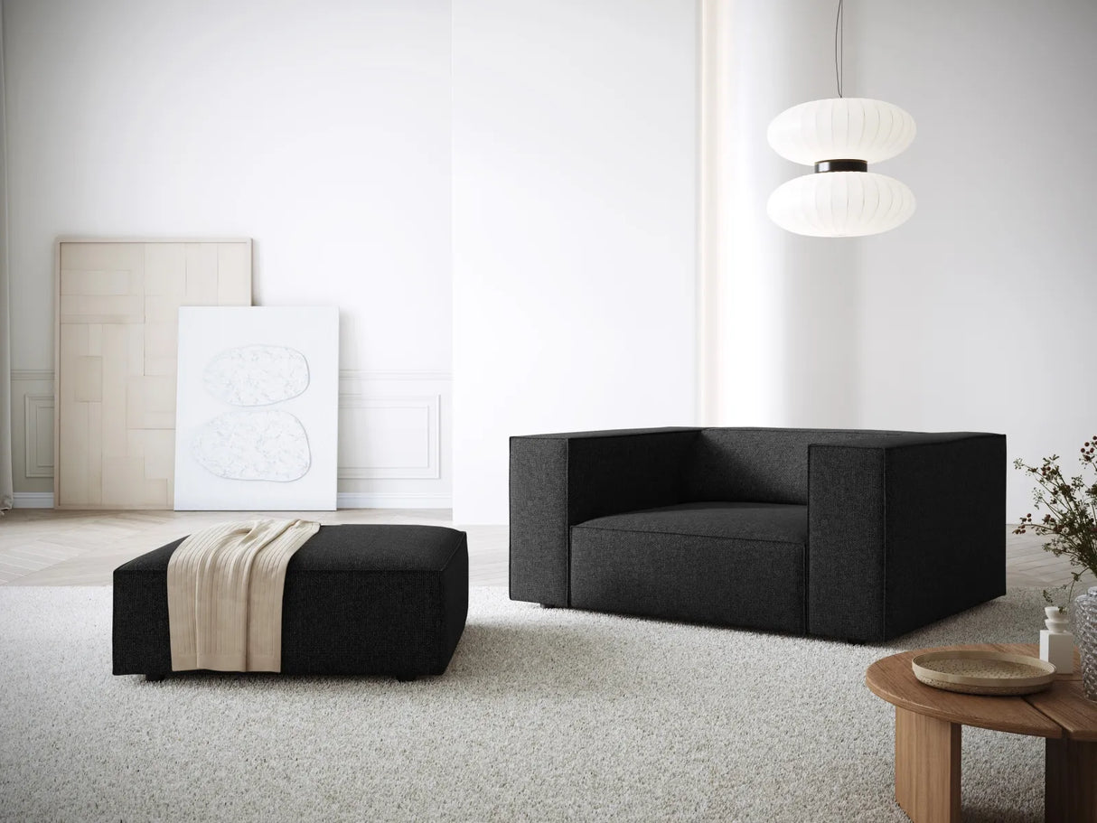 Arendal Pouf aus Chenille in Schwarz (Haga 19), 102x80x40 cm von Cosmopolitan Design – Bild 2