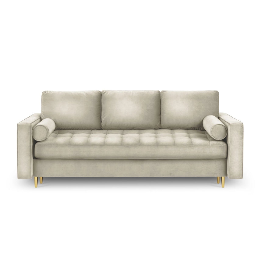 Aspen 3-Sitzer Sofa mit Schlaffunktion und Stauraum, aus Samt in Dunkelbeige (Salvador 2), 225x100x96 cm von Cosmopolitan Design – Bild 3