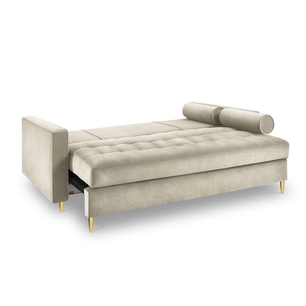Aspen 3-Sitzer Sofa mit Schlaffunktion und Stauraum, aus Samt in Dunkelbeige (Salvador 2), 225x100x96 cm von Cosmopolitan Design – Bild 5