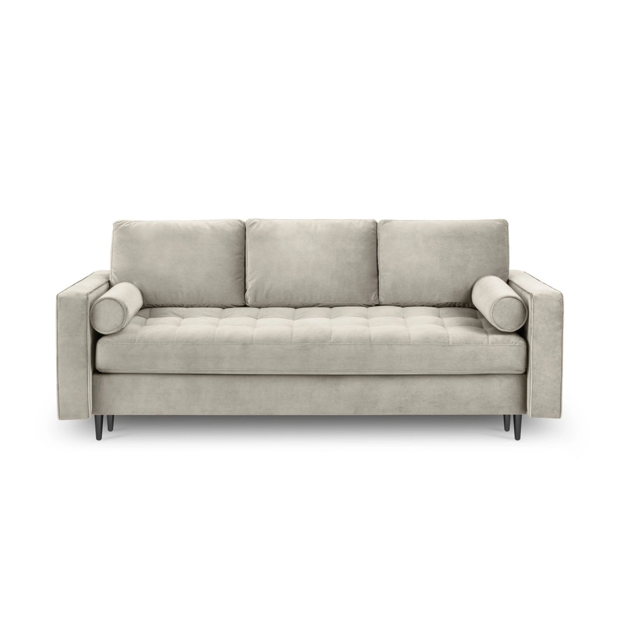 Aspen 3-Sitzer Sofa mit Schlaffunktion und Stauraum, aus Samt in Dunkelbeige (Salvador 2), 225x100x96 cm von Cosmopolitan Design – Bild 3