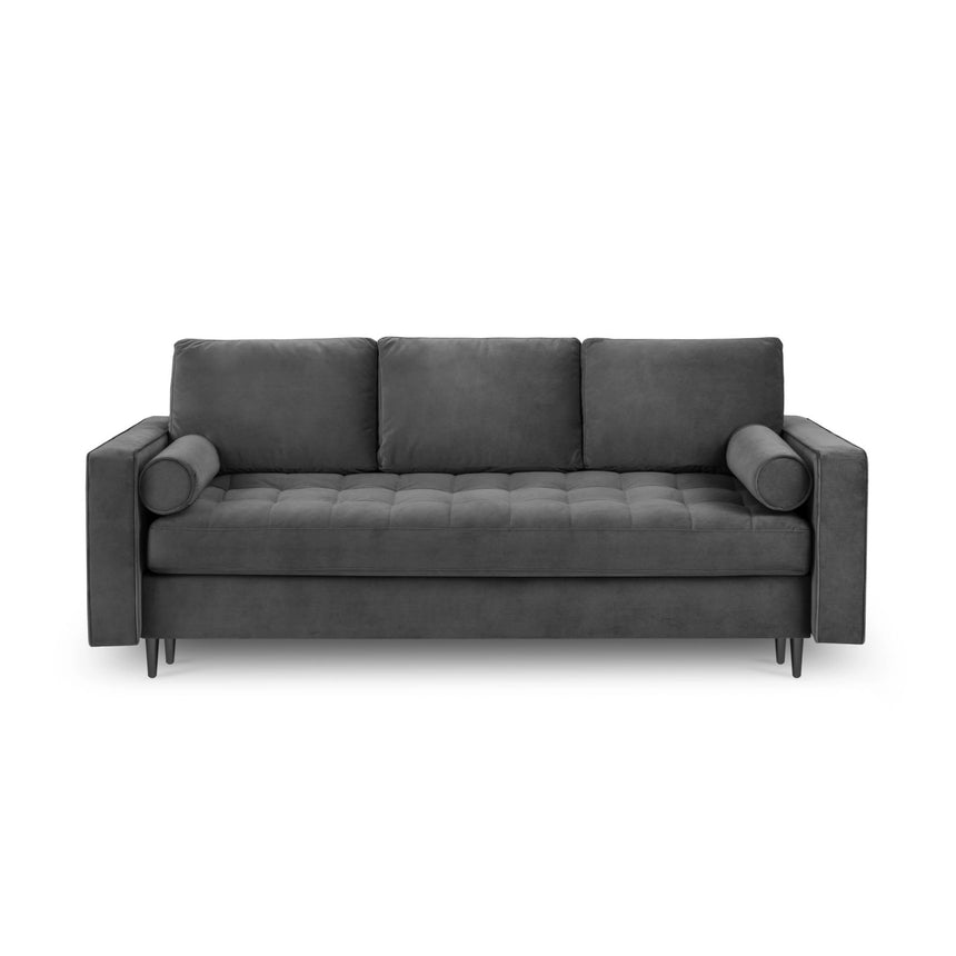 Aspen 3-Sitzer Sofa mit Schlaffunktion und Stauraum, aus Samt in Dunkelgrau (Salvador 18), 225x100x96 cm von Cosmopolitan Design – Bild 3
