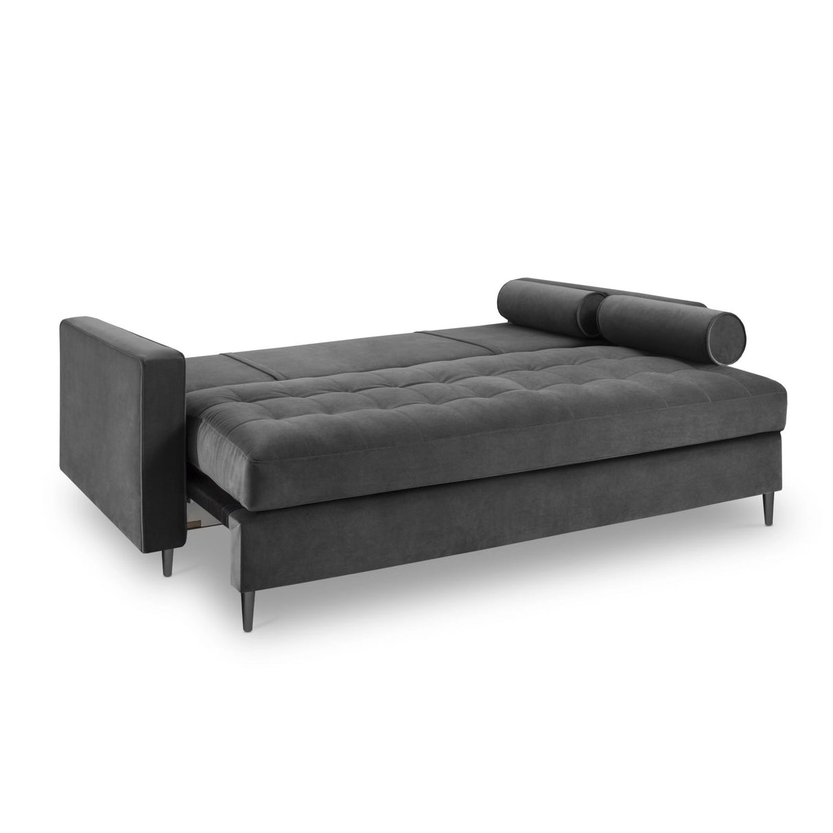 Aspen 3-Sitzer Sofa mit Schlaffunktion und Stauraum, aus Samt in Dunkelgrau (Salvador 18), 225x100x96 cm von Cosmopolitan Design – Bild 5