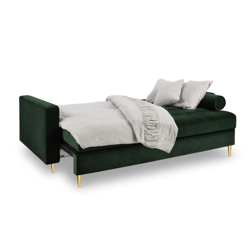 Aspen 3-Sitzer Sofa mit Schlaffunktion und Stauraum, aus Samt in Flaschengrün (Salvador 07), 225x100x96 cm von Cosmopolitan Design – Bild 2
