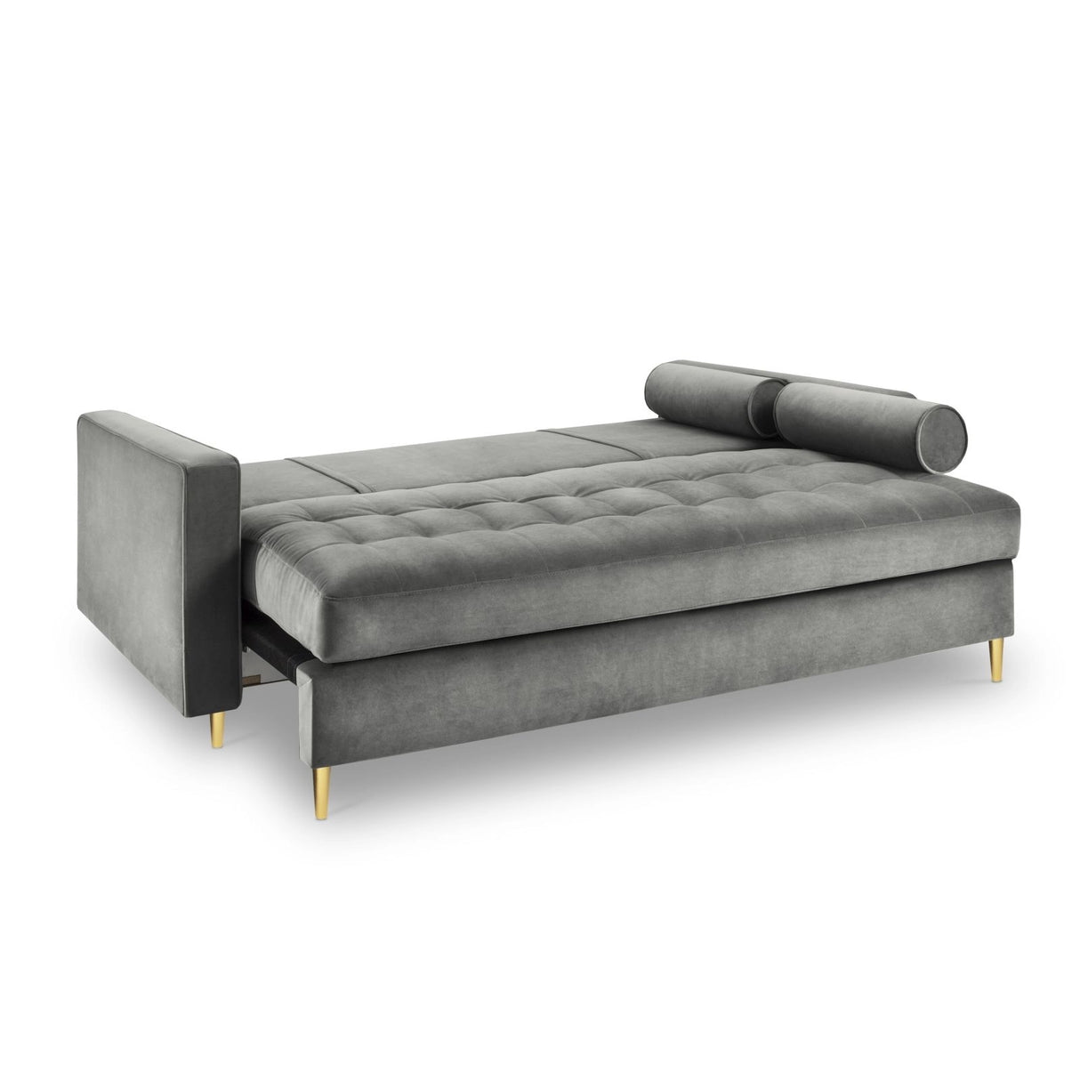 Aspen 3-Sitzer Sofa mit Schlaffunktion und Stauraum, aus Samt in Grau (Salvador 17), 225x100x96 cm von Cosmopolitan Design – Bild 5