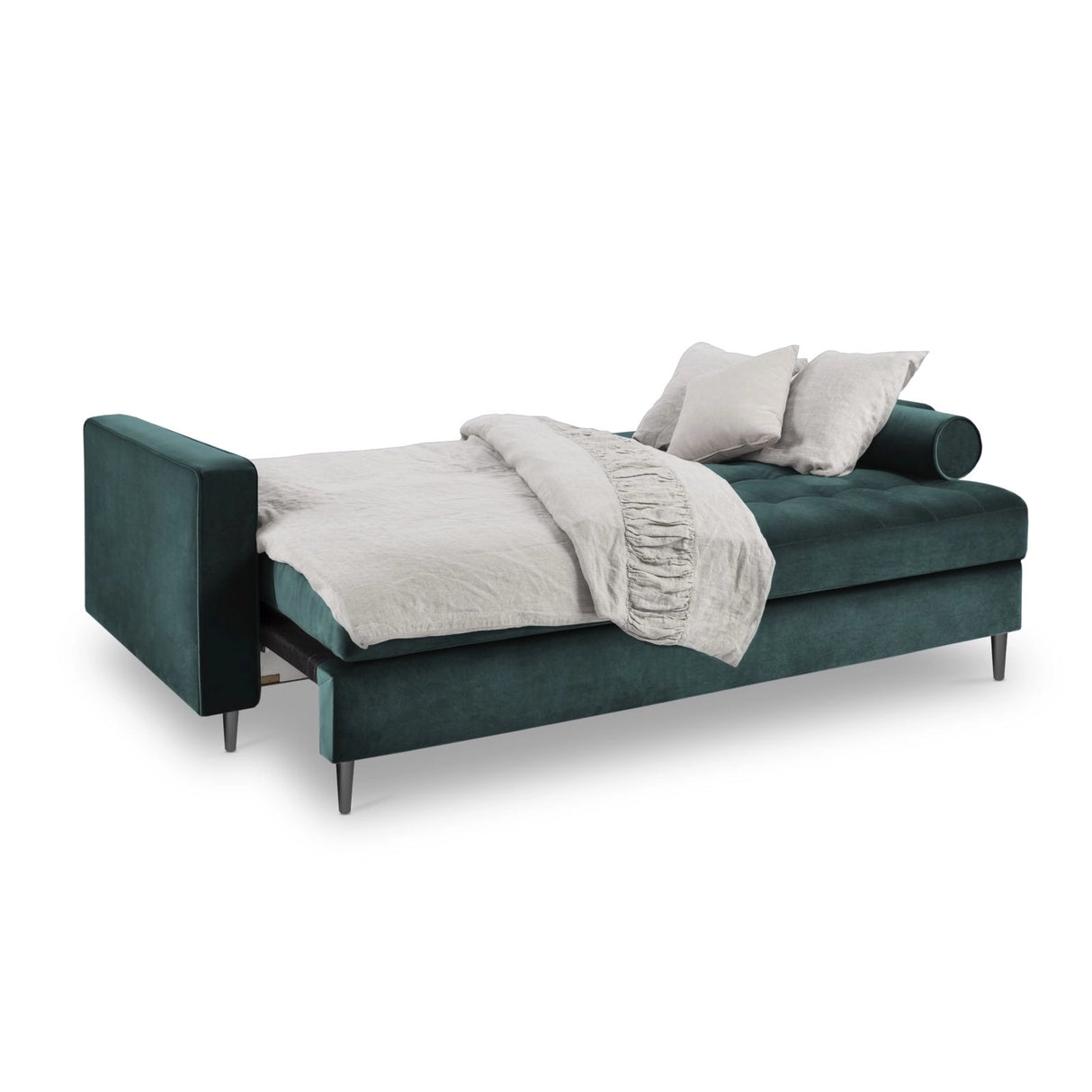 Aspen 3-Sitzer Sofa mit Schlaffunktion und Stauraum, aus Samt in Petrol (Salvador 06), 225x100x96 cm von Cosmopolitan Design – Bild 2