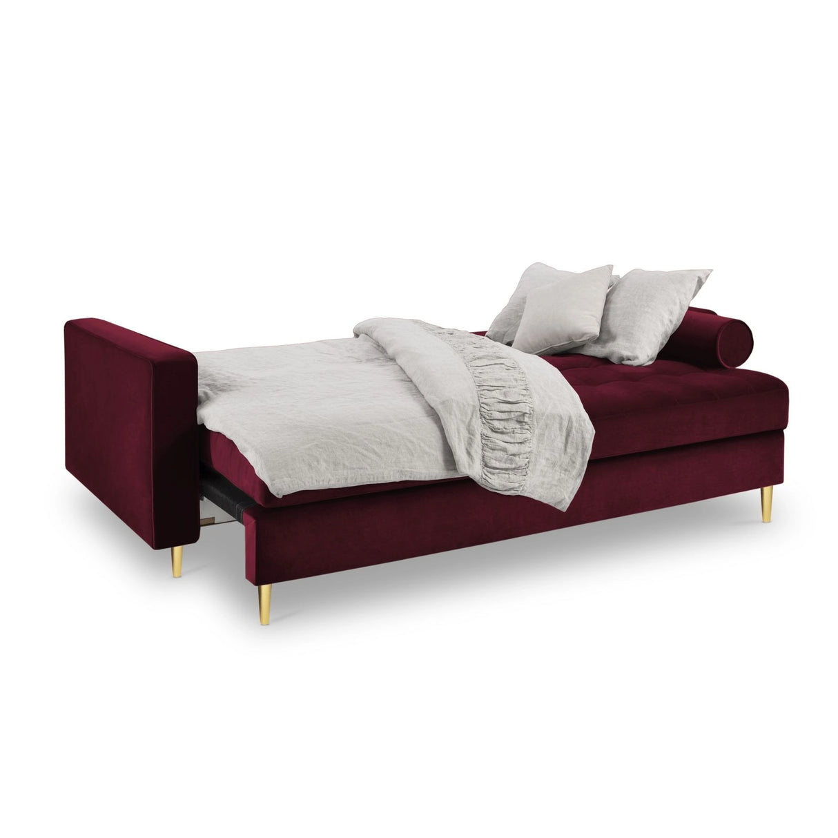Aspen 3-Sitzer Sofa mit Schlaffunktion und Stauraum, aus Samt in Rot (Salvador 13), 225x100x96 cm von Cosmopolitan Design – Bild 2