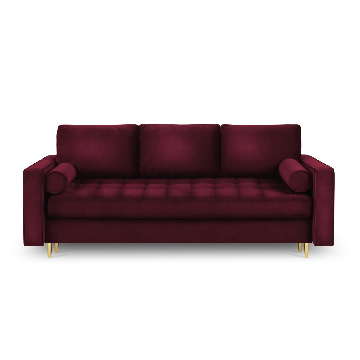 Aspen 3-Sitzer Sofa mit Schlaffunktion und Stauraum, aus Samt in Rot (Salvador 13), 225x100x96 cm von Cosmopolitan Design – Bild 3