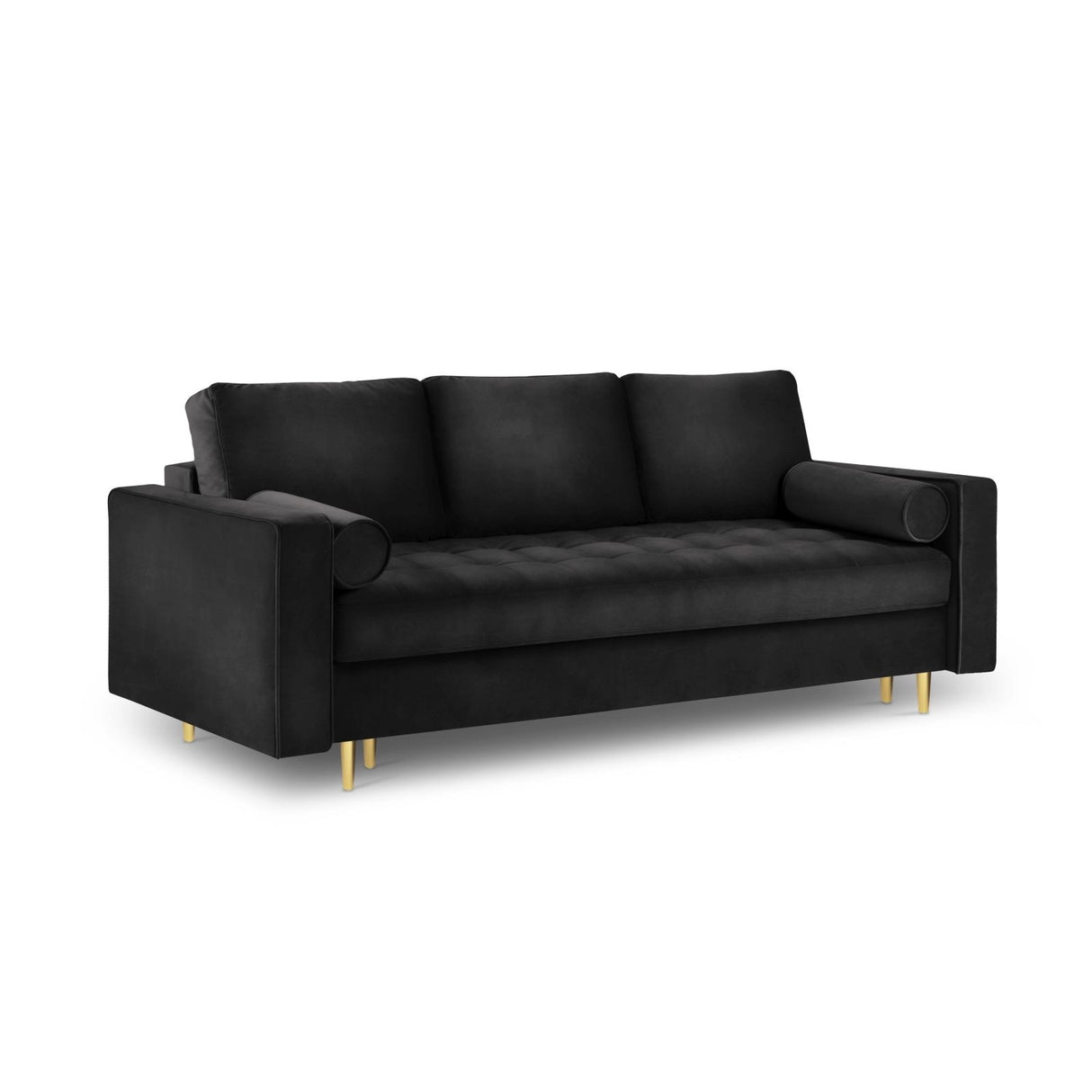 Aspen 3-Sitzer Sofa mit Schlaffunktion und Stauraum, aus Samt in Schwarz (Salvador 19), 225x100x96 cm von Cosmopolitan Design – Bild 1
