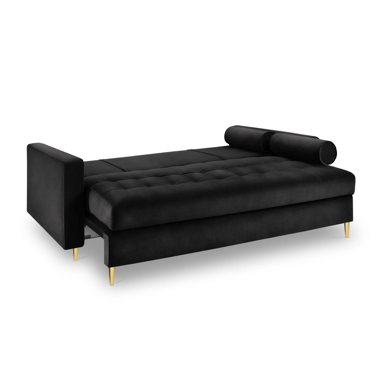 Aspen 3-Sitzer Sofa mit Schlaffunktion und Stauraum, aus Samt in Schwarz (Salvador 19), 225x100x96 cm von Cosmopolitan Design – Bild 5
