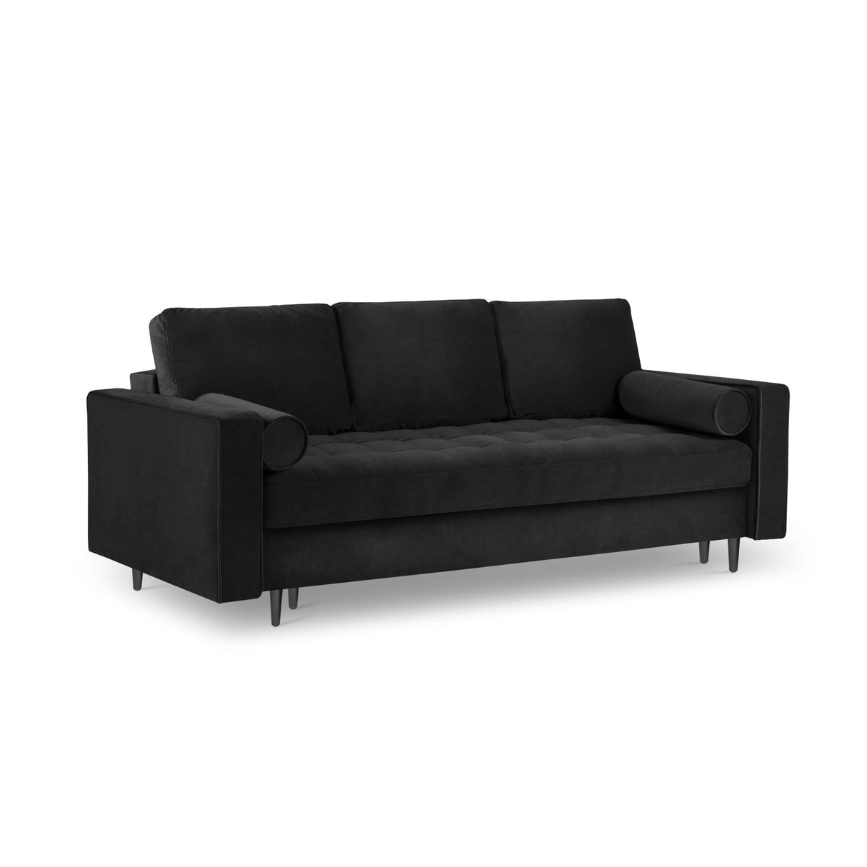 Aspen 3-Sitzer Sofa mit Schlaffunktion und Stauraum, aus Samt in Schwarz (Salvador 19), 225x100x96 cm von Cosmopolitan Design – Bild 1