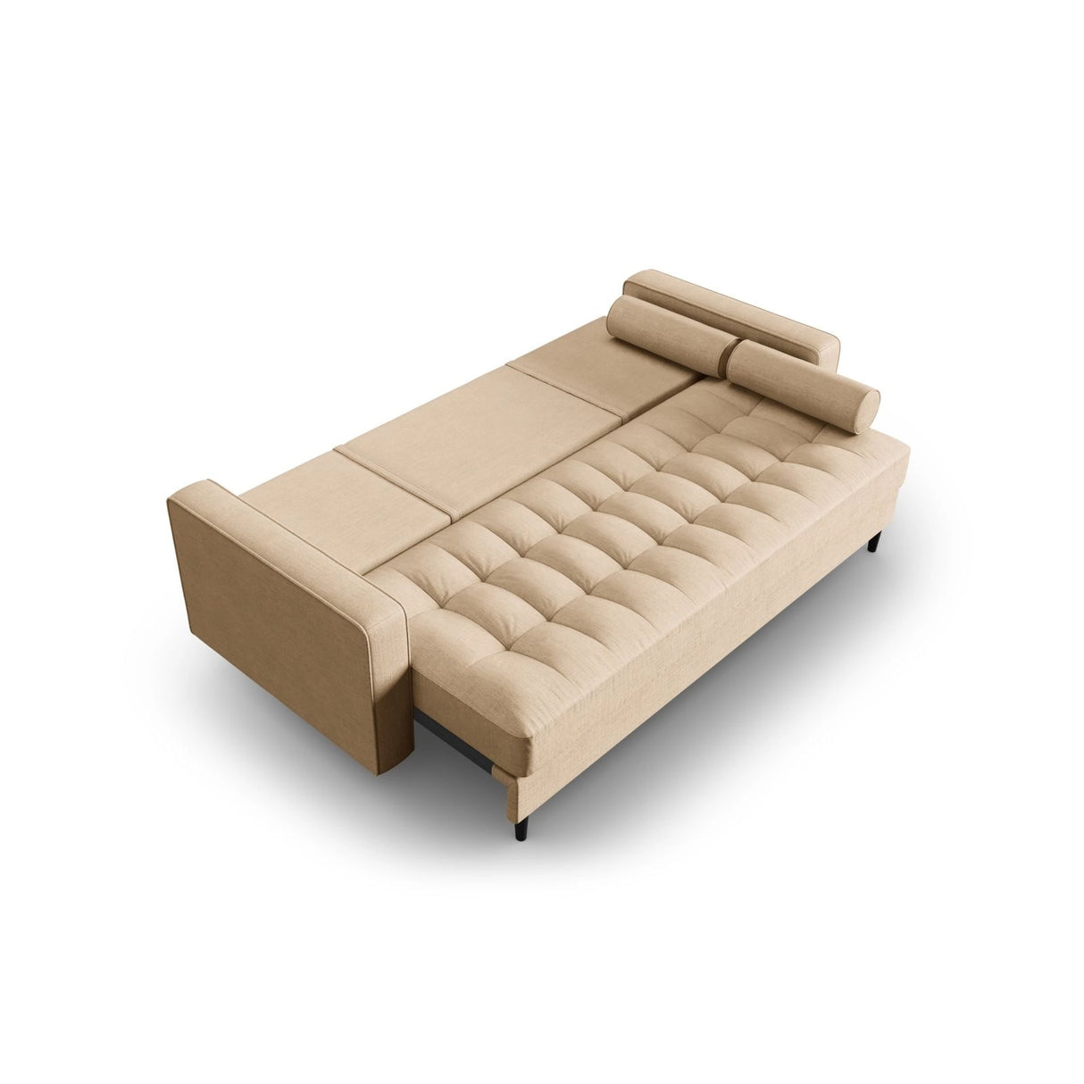 Aspen 3-Sitzer Sofa mit Schlaffunktion und Stauraum, aus Strukturierter Stoff in Beige (Melva 06), 225x100x96 cm von Cosmopolitan Design – Bild 4