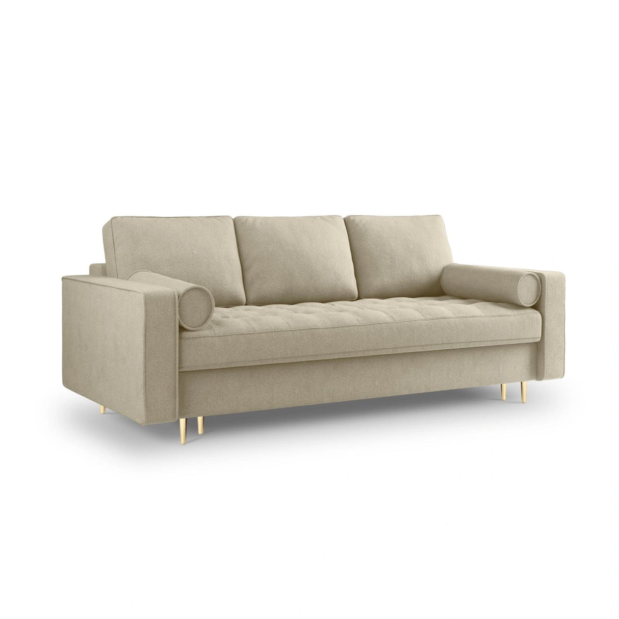 Aspen 3-Sitzer Sofa mit Schlaffunktion und Stauraum, aus Strukturierter Stoff in Beige (Positano 08), 225x100x96 cm von Cosmopolitan Design – Bild 1