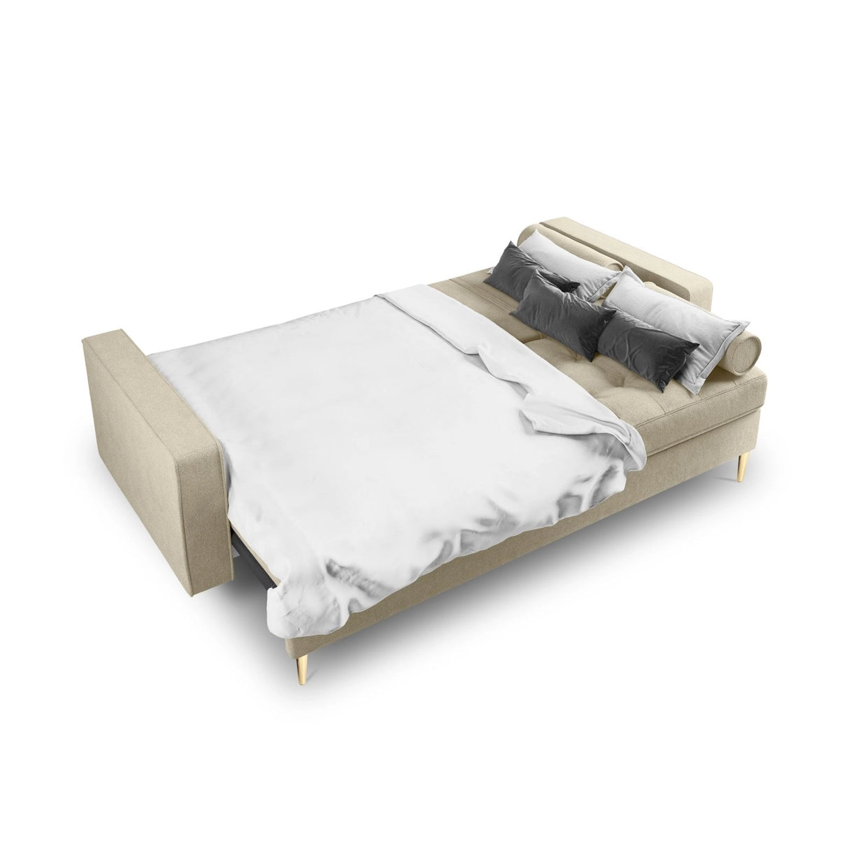 Aspen 3-Sitzer Sofa mit Schlaffunktion und Stauraum, aus Strukturierter Stoff in Beige (Positano 08), 225x100x96 cm von Cosmopolitan Design – Bild 5