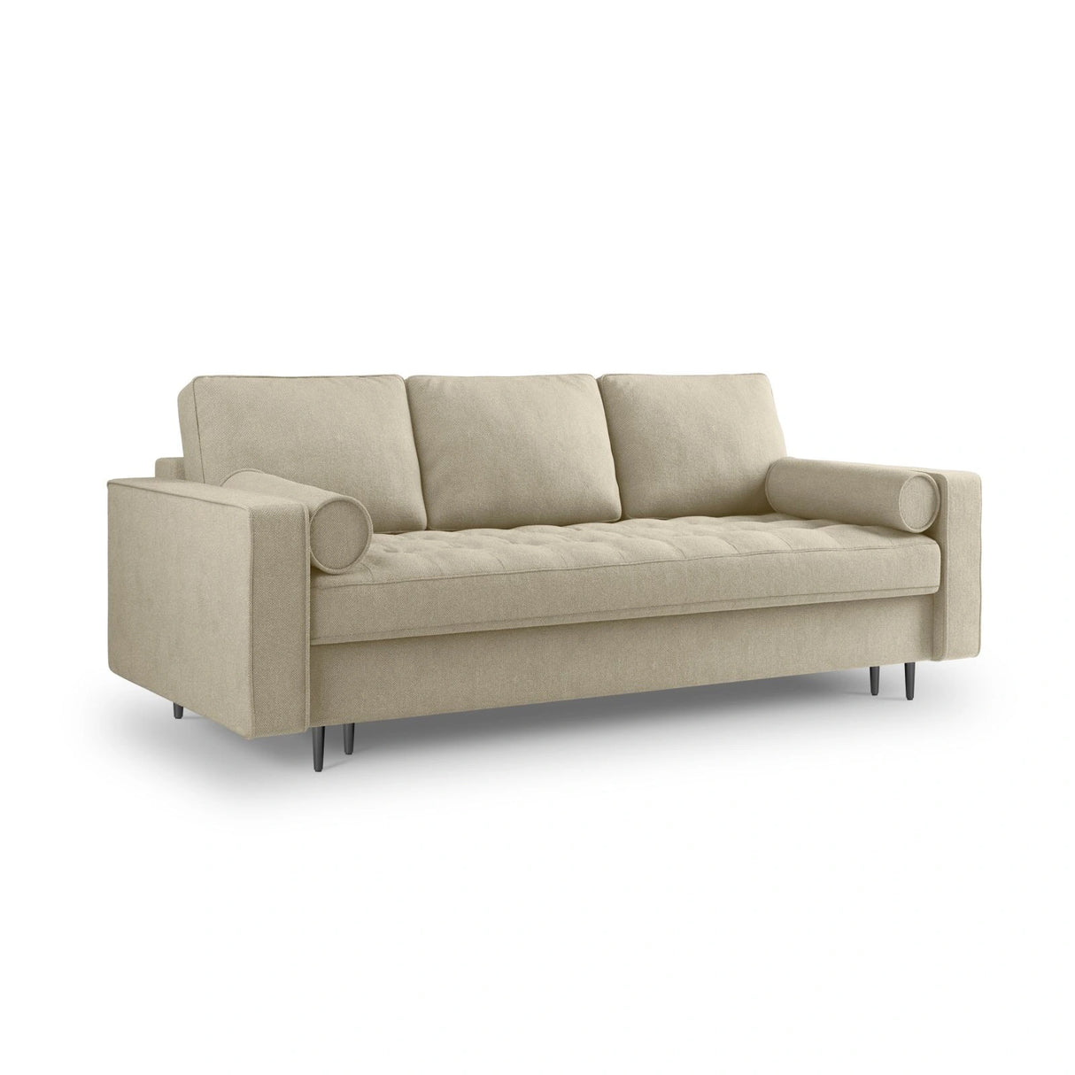 Aspen 3-Sitzer Sofa mit Schlaffunktion und Stauraum, aus Strukturierter Stoff in Beige (Positano 08), 225x100x96 cm von Cosmopolitan Design – Bild 1