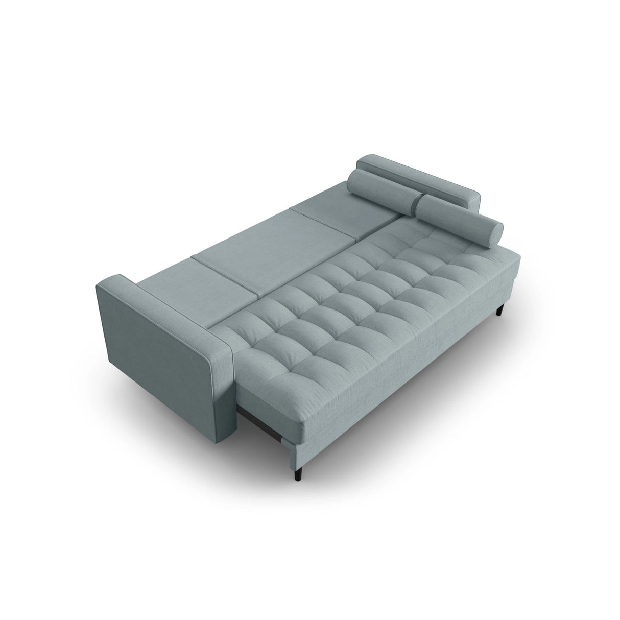 Aspen 3-Sitzer Sofa mit Schlaffunktion und Stauraum, aus Strukturierter Stoff in Blau (Melva 72), 225x100x96 cm von Cosmopolitan Design – Bild 4