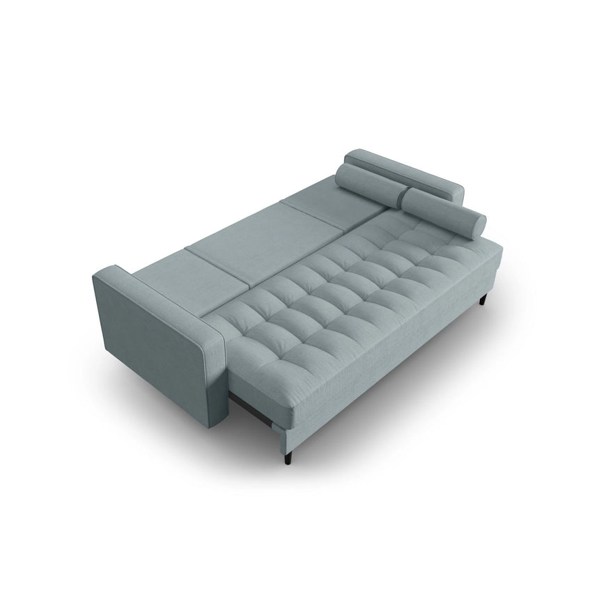 Aspen 3-Sitzer Sofa mit Schlaffunktion und Stauraum, aus Strukturierter Stoff in Blau (Melva 72), 225x100x96 cm von Cosmopolitan Design – Bild 4