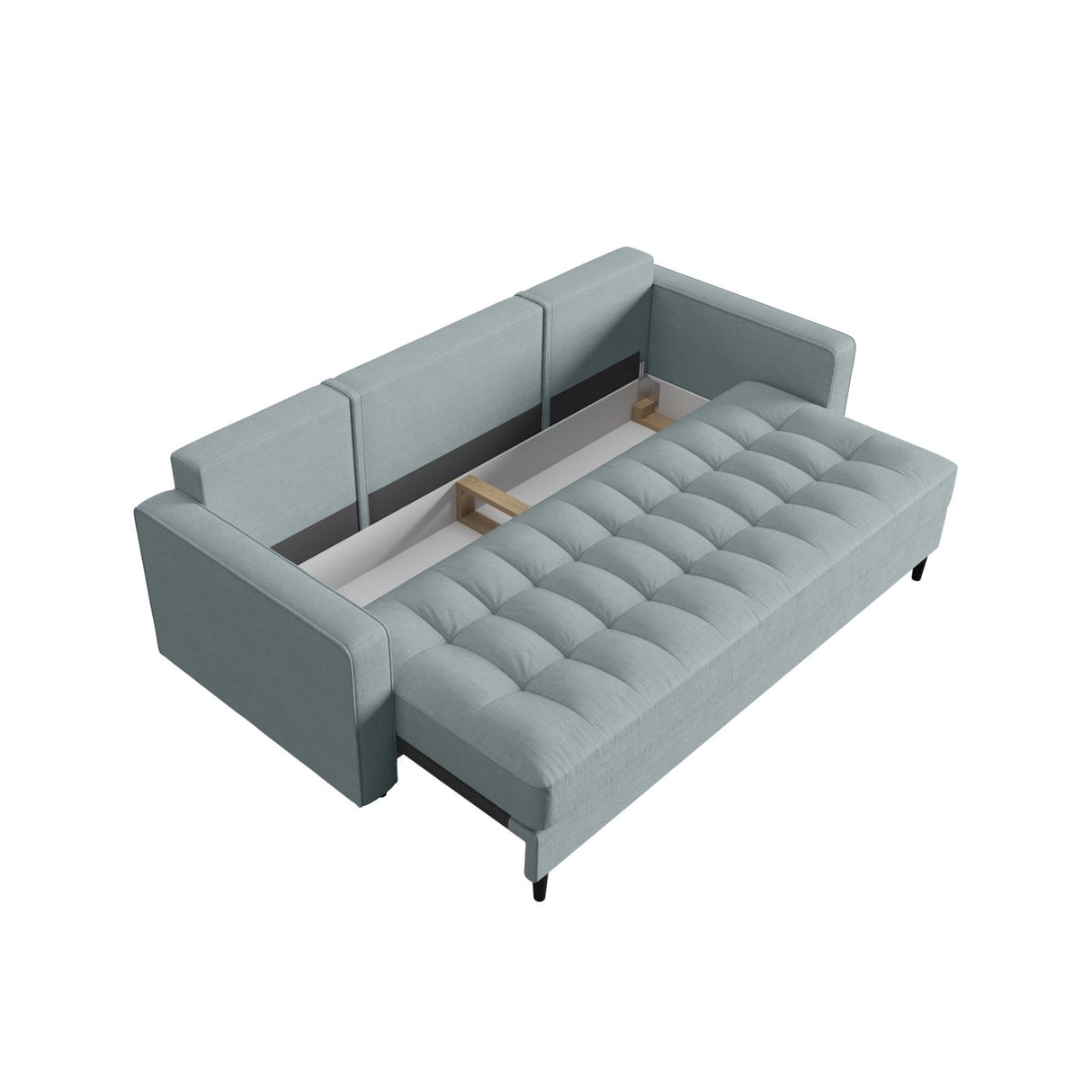 Aspen 3-Sitzer Sofa mit Schlaffunktion und Stauraum, aus Strukturierter Stoff in Blau (Melva 72), 225x100x96 cm von Cosmopolitan Design – Bild 5