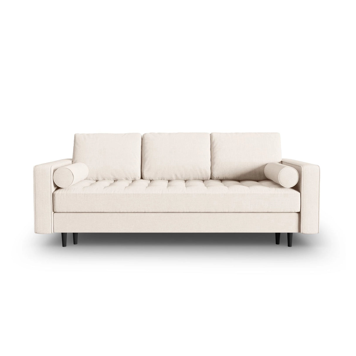 Aspen 3-Sitzer Sofa mit Schlaffunktion und Stauraum, aus Strukturierter Stoff in Hellbeige (Melva 02), 225x100x96 cm von Cosmopolitan Design – Bild 1