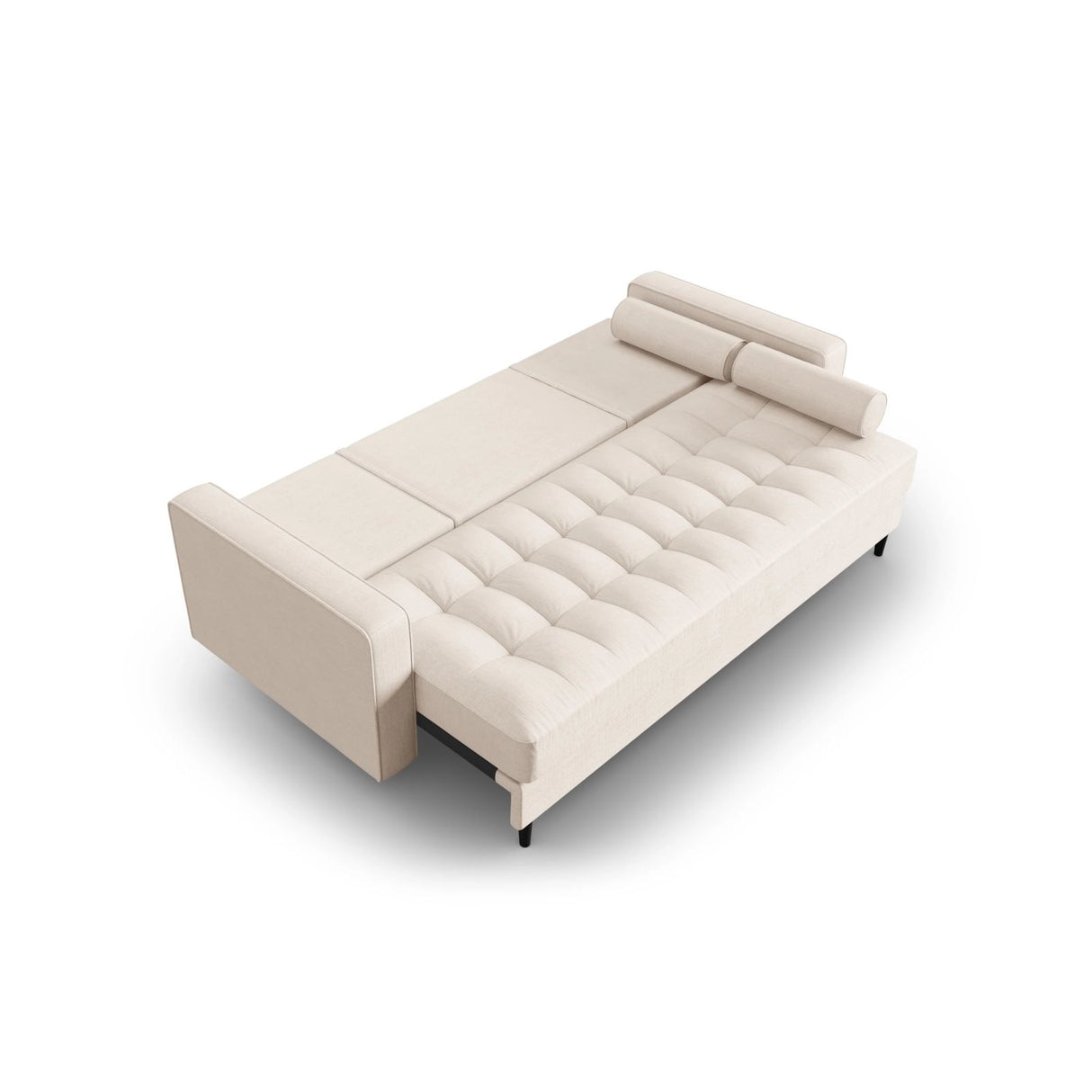 Aspen 3-Sitzer Sofa mit Schlaffunktion und Stauraum, aus Strukturierter Stoff in Hellbeige (Melva 02), 225x100x96 cm von Cosmopolitan Design – Bild 4