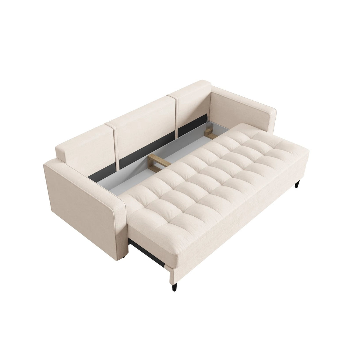 Aspen 3-Sitzer Sofa mit Schlaffunktion und Stauraum, aus Strukturierter Stoff in Hellbeige (Melva 02), 225x100x96 cm von Cosmopolitan Design – Bild 5