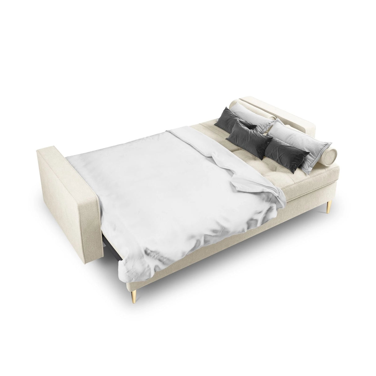 Aspen 3-Sitzer Sofa mit Schlaffunktion und Stauraum, aus Strukturierter Stoff in Hellbeige (Positano 02), 225x100x96 cm von Cosmopolitan Design – Bild 5